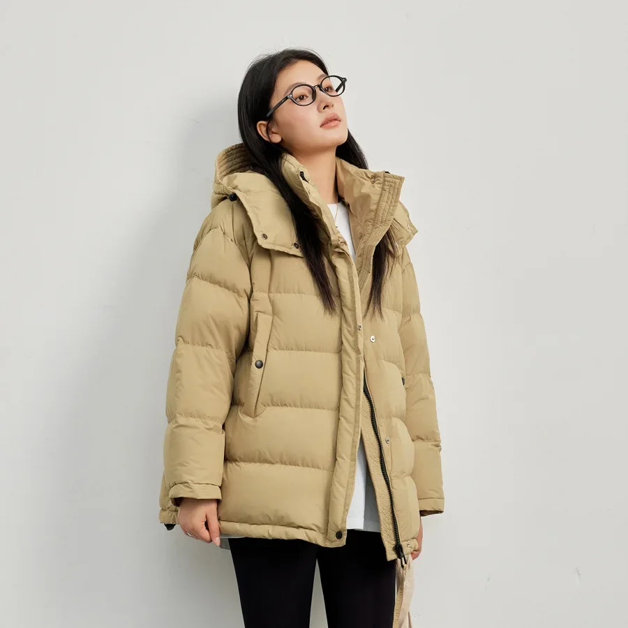 Mode hiver nouveau 90% duvet de canard blanc doudoune femme ample trajet veste à capuche