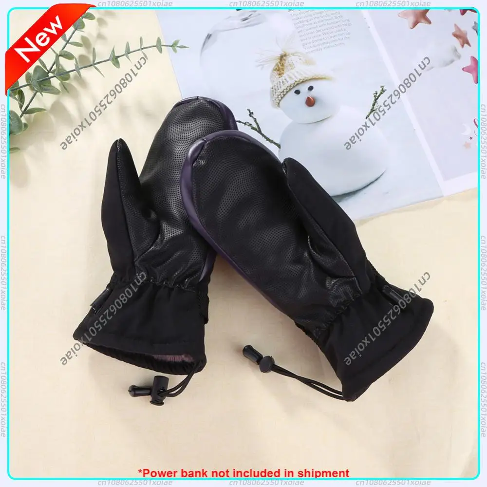 

Зимние перчатки с USB-подогревом, двусторонним нагревом, для катания на лыжах и коньках, флисовые, с ПУ-покрытием, противоскользящие (Power Bank в комплект не входит)