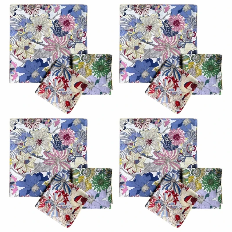 Fiary Floral Pattern Handkerchief Pocket Handkerchief Cotton Hankies 17x17inch Bandana High Absorbency Pocket Towel