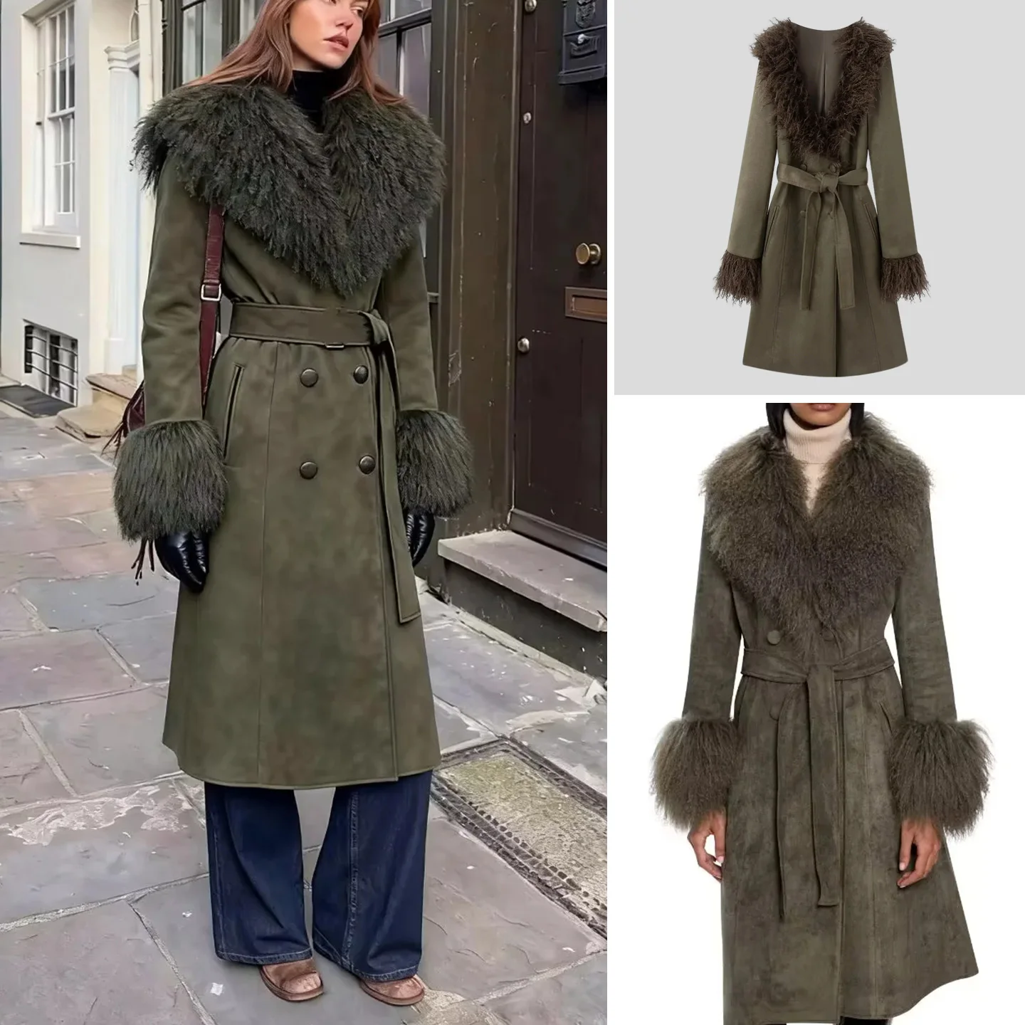 

Весенняя новинка: Женское пальто-жакет средней длины с длинными рукавами, отложным воротником, двубортное, с поясом-завязкой, повседневное, размер S