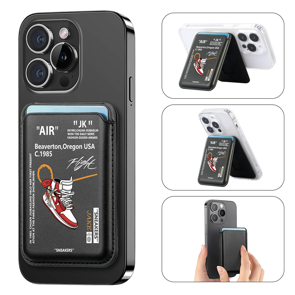 Aggiornamento magnetico 85 scarpe da ginnastica custodia a portafoglio in pelle PU per MagSafe iPhone13 14 15 16 AIR scarpe sportive etichetta porta carte di credito