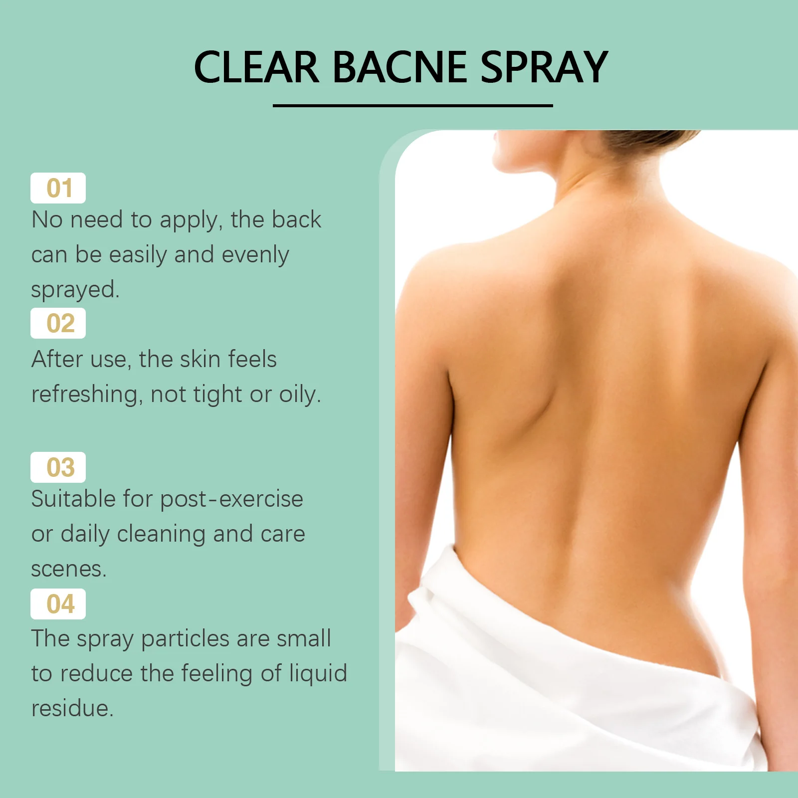 Back Acne Treatment Spray Anti Marks Spot Moisturizing Repairing Soothe Oil Control Shoulder Breast Body Pimples Remover Spray - view 3