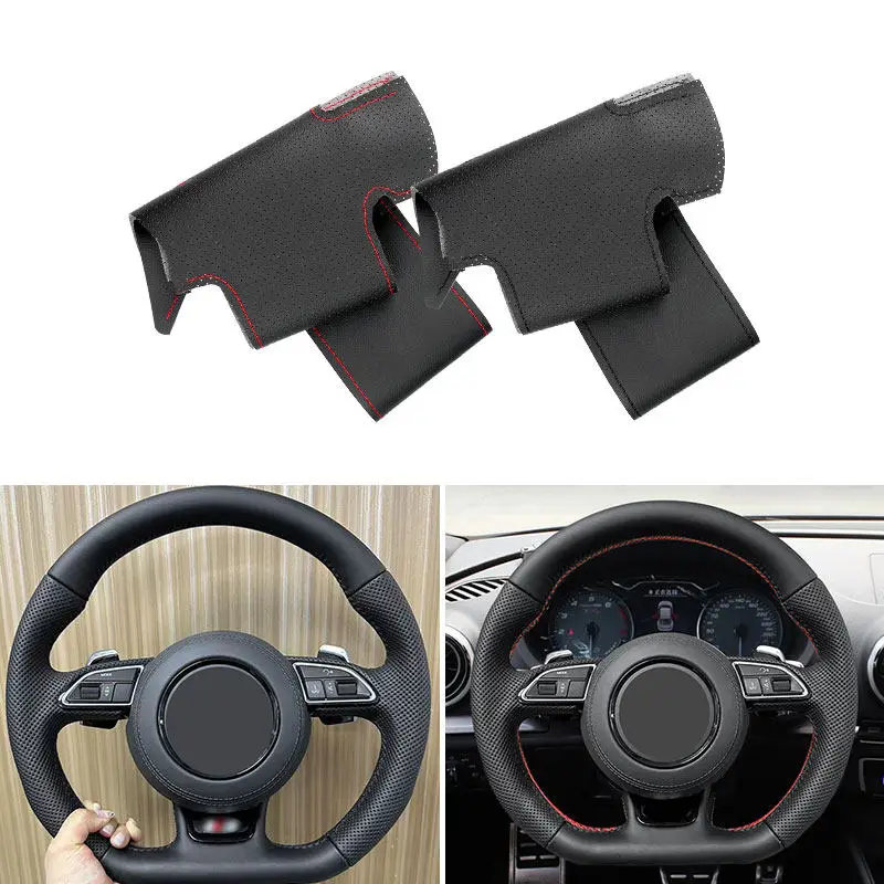 

For Audi S3 2014-2017 S5 2012-2016 Car Accessories Interior Steering Wheel Microfiber Perforated Leather Cover Trim