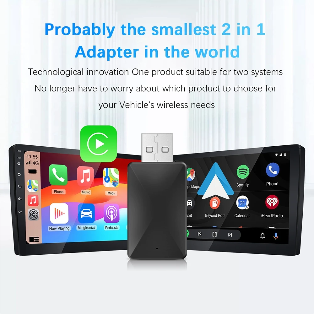 Carplay Wireless Adapter Android Auto 2in 1 Smart Dongle 2026 5G WIFI For iphone Android Phone For Volvo Benz Mg Kia Chery VW view 3