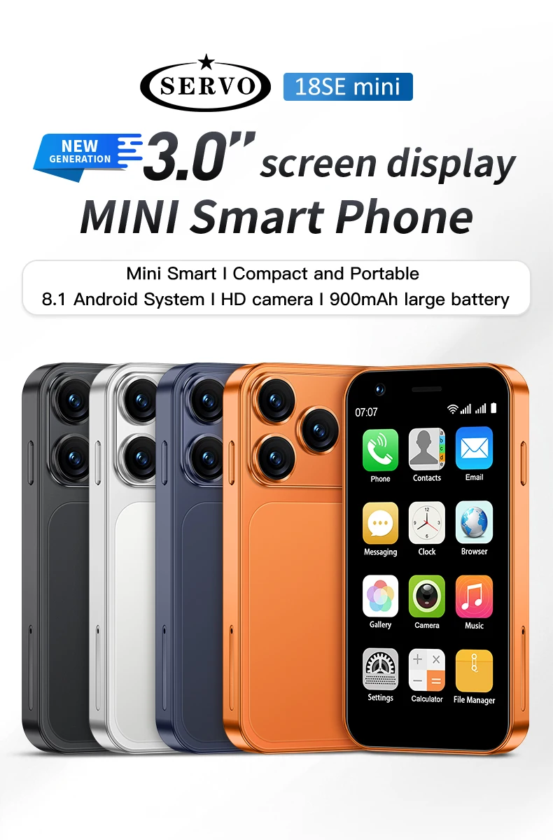 SERVO 18SE Mini Smartphone 3.0inch HD Display 3G WCDMA 2GB+16GB GPS Android Small Portable Cellphone Dual SIM Standby Play Store