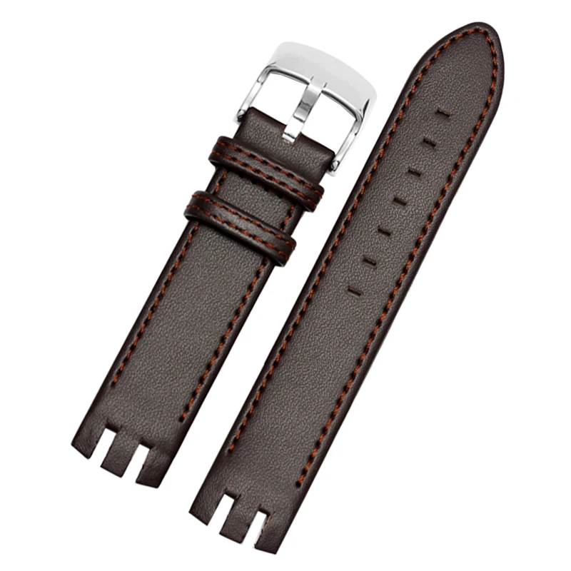 For Swatch Yts401 402403g Genuine Leather Watch Strap Waterproof Sweat-Proof Arc Interface Watchband Accessories 20mm