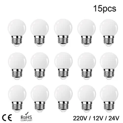 Led Bulb Plastic Milky Globe PC G45 Warm White E27 220V 12V 24V String Light Bulb 1W 3W Garden Party Cheap Ball Lamps