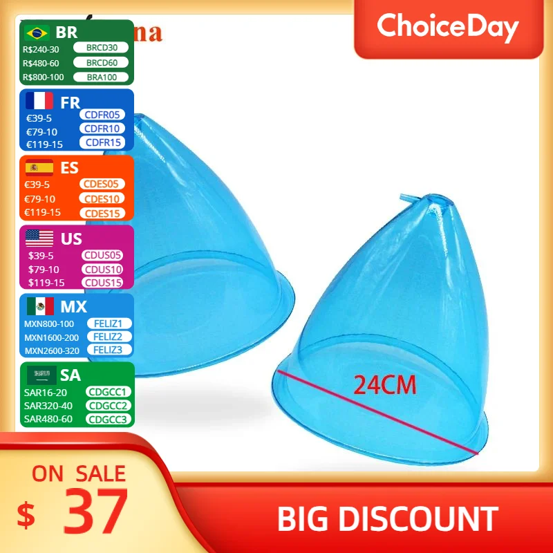 

VamsLuna 24cm XXXL Biggest Size Vacuum Cupping for Breast Enlargement Butts Colombien Lifting Suction Therapy Treatment Massage