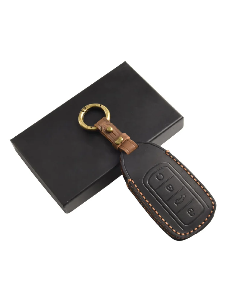 Car Key Cover High Quality Leather Key Cover for Chery Omoda 5 Black Accurate Button Position and Anti Drop Design