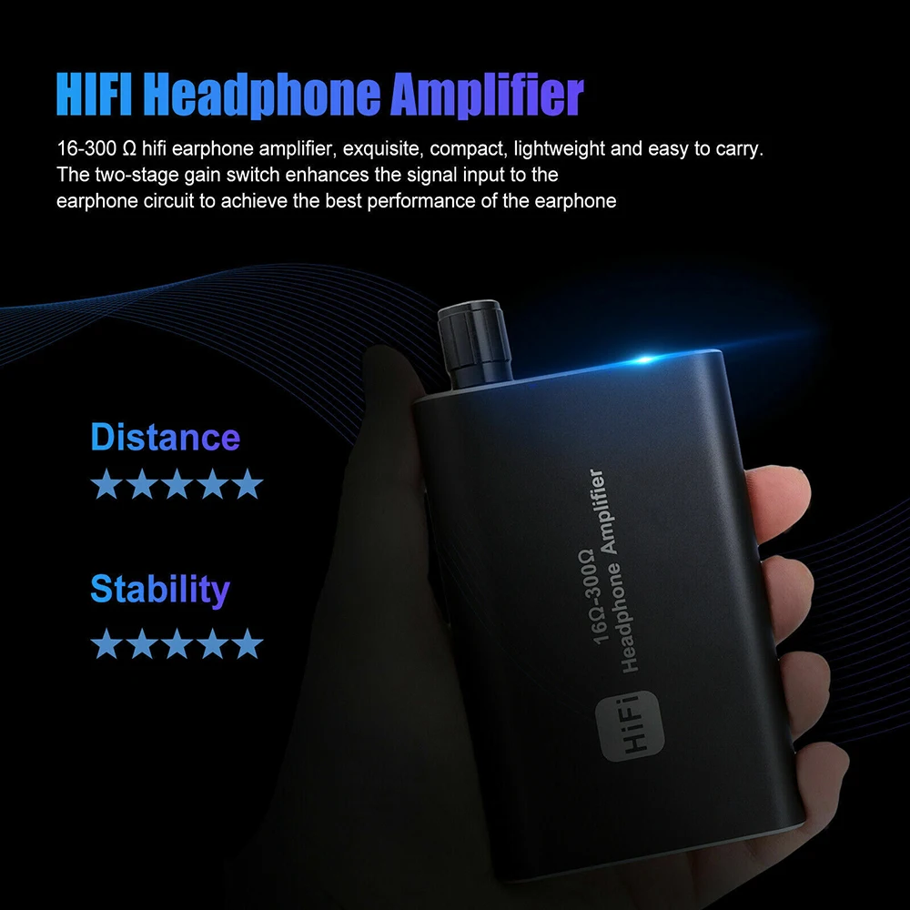 Portable HiFi Headphone Amplifier 3.5mm Stereo Audio Out Headset Amp With Switch Powered Dual-Output For MP3 MP4 Phone Laptop