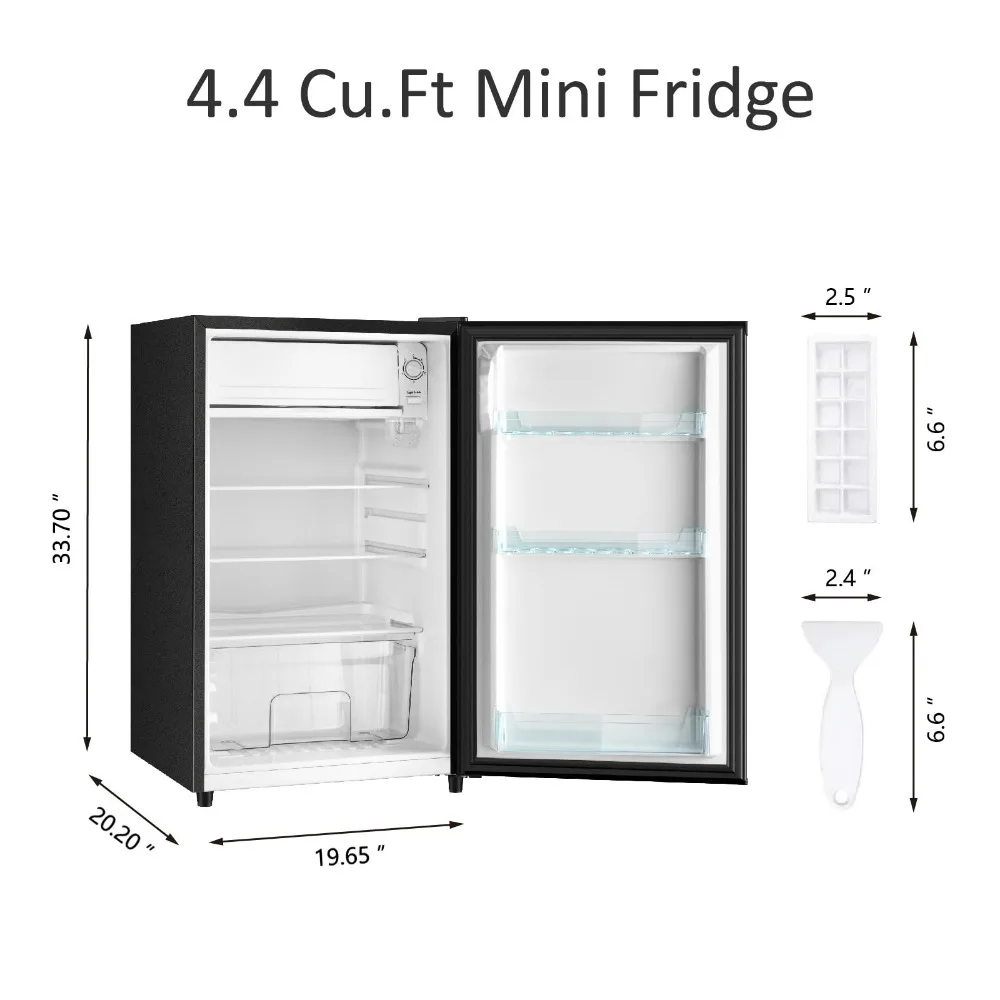 4.4 Cu.Ft Mini Fridge with Freezer, Single Door Mini Refrigerator, 5 Settings Temperature Adjustable, Compact Refrigerator