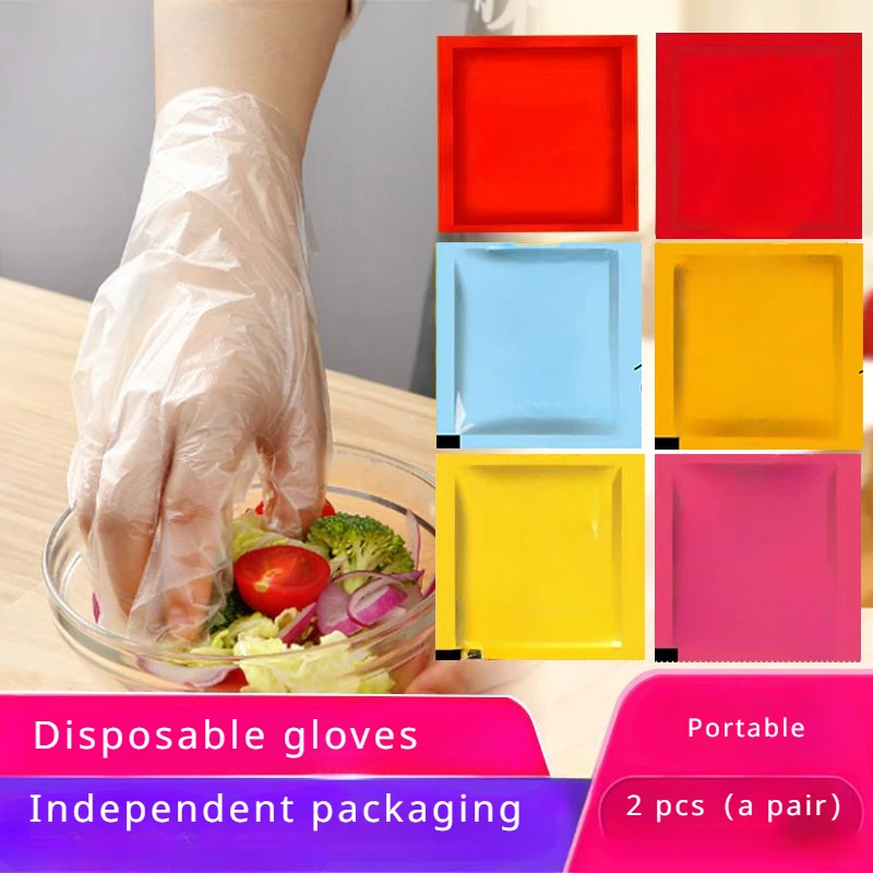 10/20 Pairs Transparent Disposable Gloves Plastic Oil proof One-off BBQ Cooking Gloves Independent packaging For Household Glove