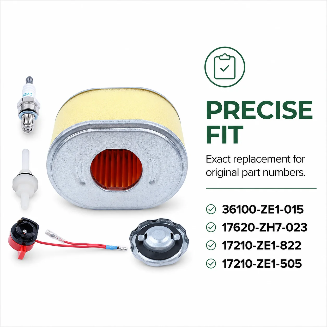 Air Filter Kit, Fuel Cap, Stop Switch, Spark Plug For Honda GX160 GX200 5.5HP 6.5HP Engine Replaces 36100-ZE1-015 17210-ZE1-822