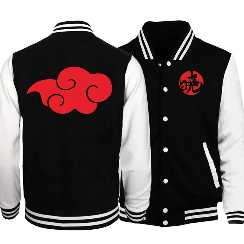 Anime Print Akatsuki Cloud Baseball Jacket Men Clothing Women Streetwear Fleece Bomber Jackets for Kids Winter Coats