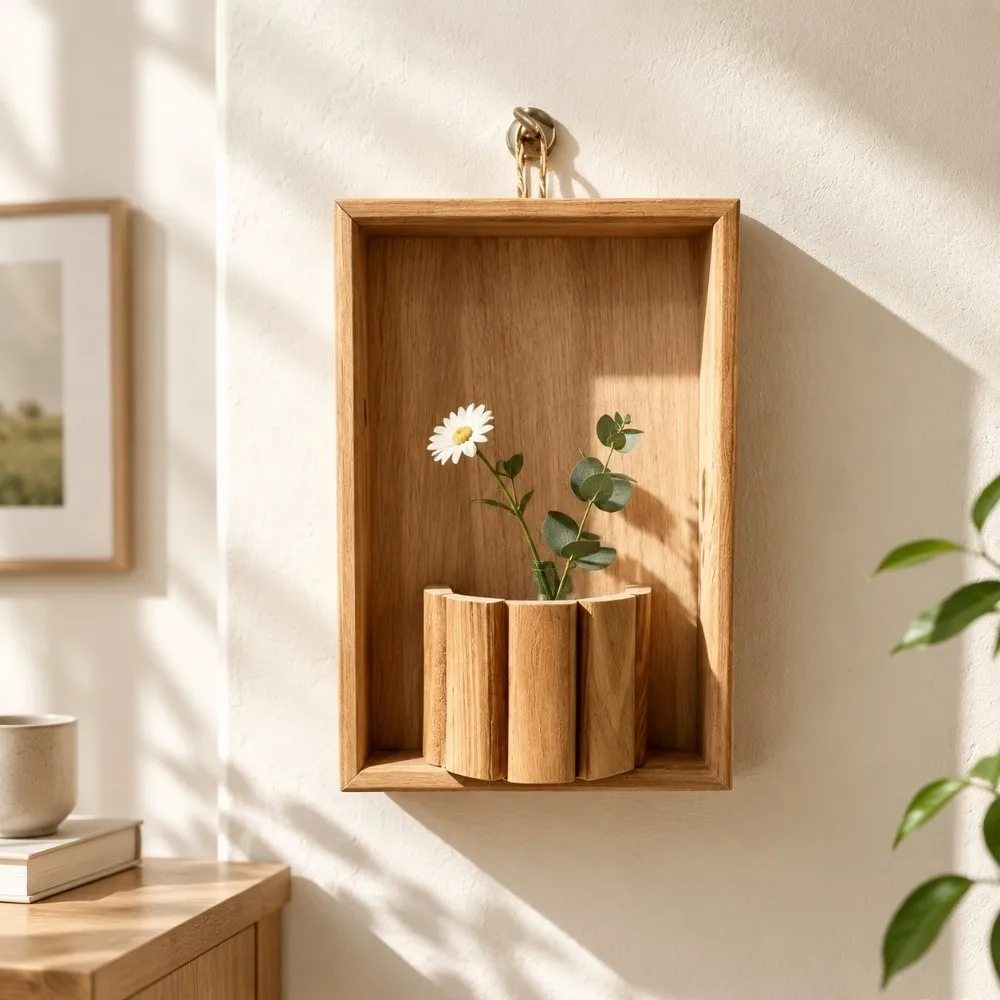 Rustic Wall Mounted Wood Planter Farmhouse Style with Frame Wall Hanging Planter Decorative Flower Container Wall Art Decoration