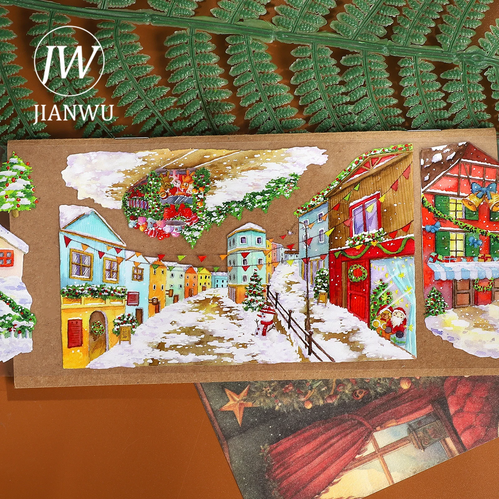 Jianwu 80mm * 5m vintage natal cidade festival paisagem material colagem scrapbooking pet fita criativa diy diário papelaria