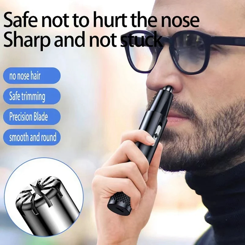 New Product Electric Men's Nose Hair Trimmer USB Rechargeable Portable Mini Nose Hair Shaving Knife For Men Women Easy Install