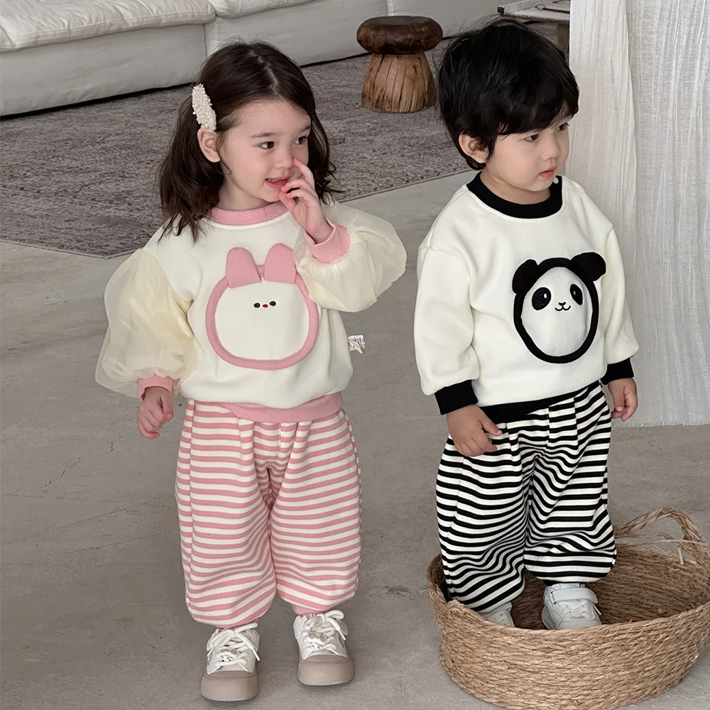 Baby Clothes Boys and Girls Plush Autumn and Winter Set Newborn Clothes Baby Early Winter Outdoor Two-piece Set