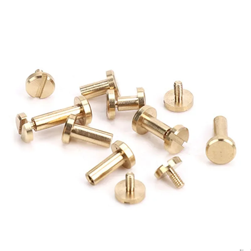 10pcs Solid Brass Binding Chicago Screws Nail Stud Rivets For Photo Album Leather Craft Studs Belt Wallet Fasteners 6mm cap