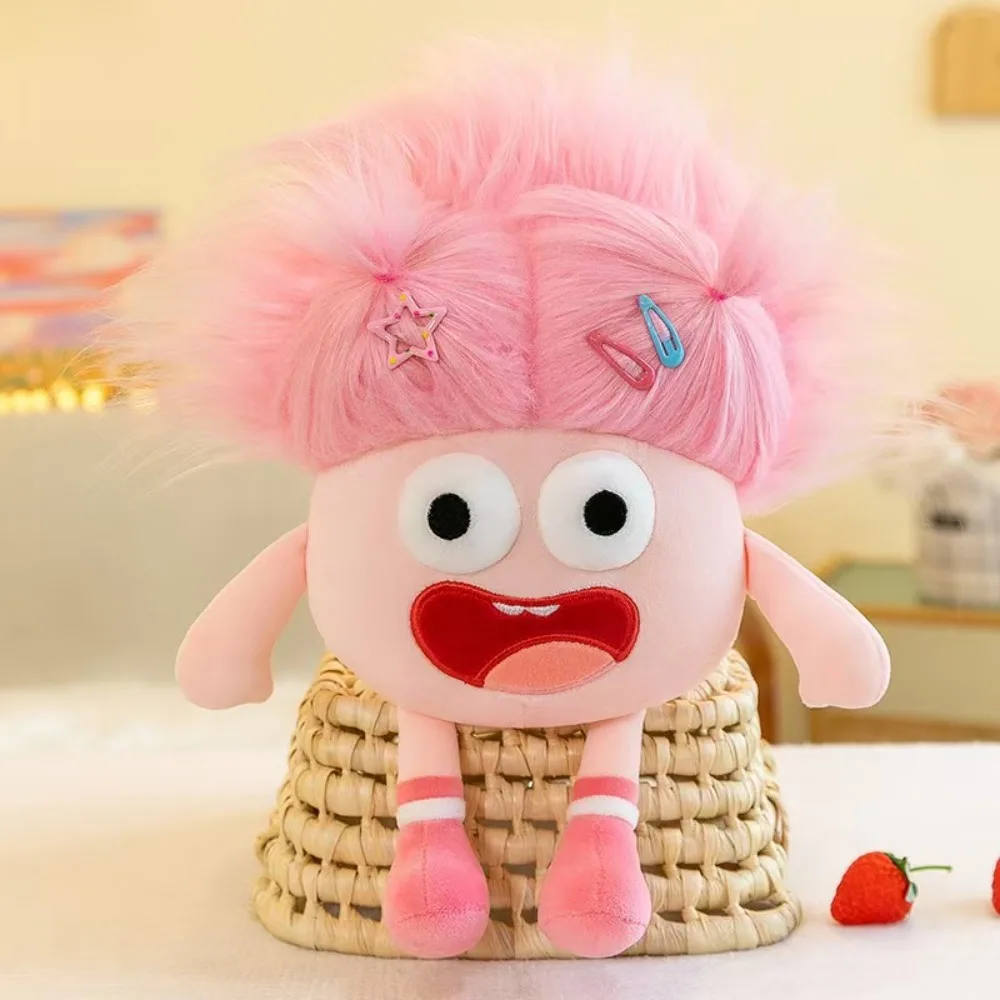 Dopamine Color  Ugly Cute Cotton Doll Fried Hair Doll with Protruding Eyes Funny Creative Ornament Home Decoration Gift