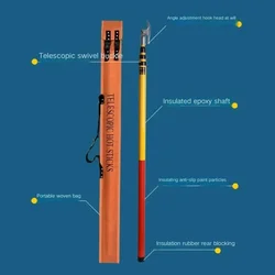 Telescopic insulated operating rod, 8 sections, 12 meters