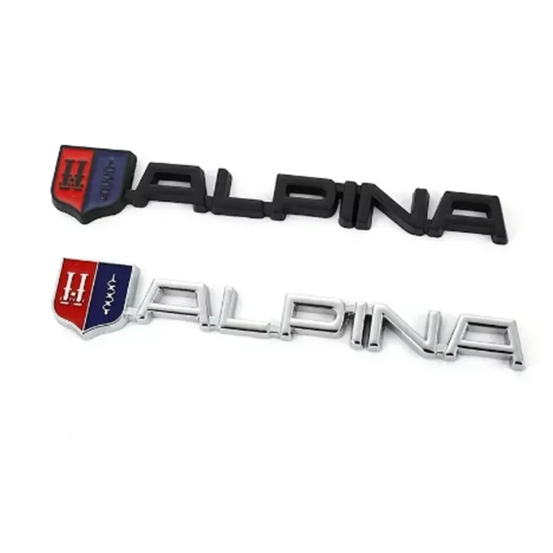 3D Metall-Chrom-Schwarz-Logo ALPINA Heckkofferraum-Kotflügel-Emblem-Aufkleber Auto-Frontgrill-Abzeichen Dekale Auto-Styling-Zubehör – Detail 2
