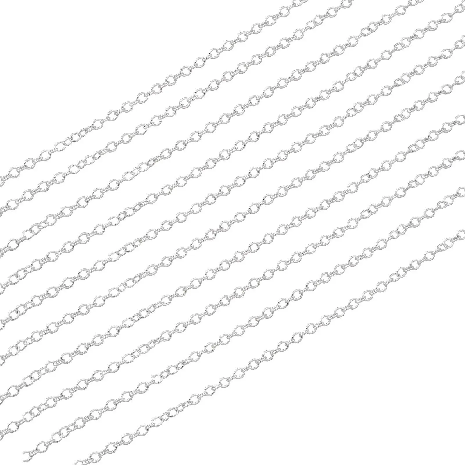 الجملة 5 قطعة/الوحدة 925 الفضة سلسلة قلادة ، أزياء الرجال/النساء DIY مجوهرات رولو سلسلة 1 مللي متر قلادة 16 18 20 22 24" #2