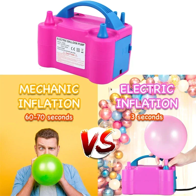 Portable High Voltage Double Hole AC Inflatable Electric Balloon Pump Electric Air Balloon Pump Dual Nozzle Inflator Blower
