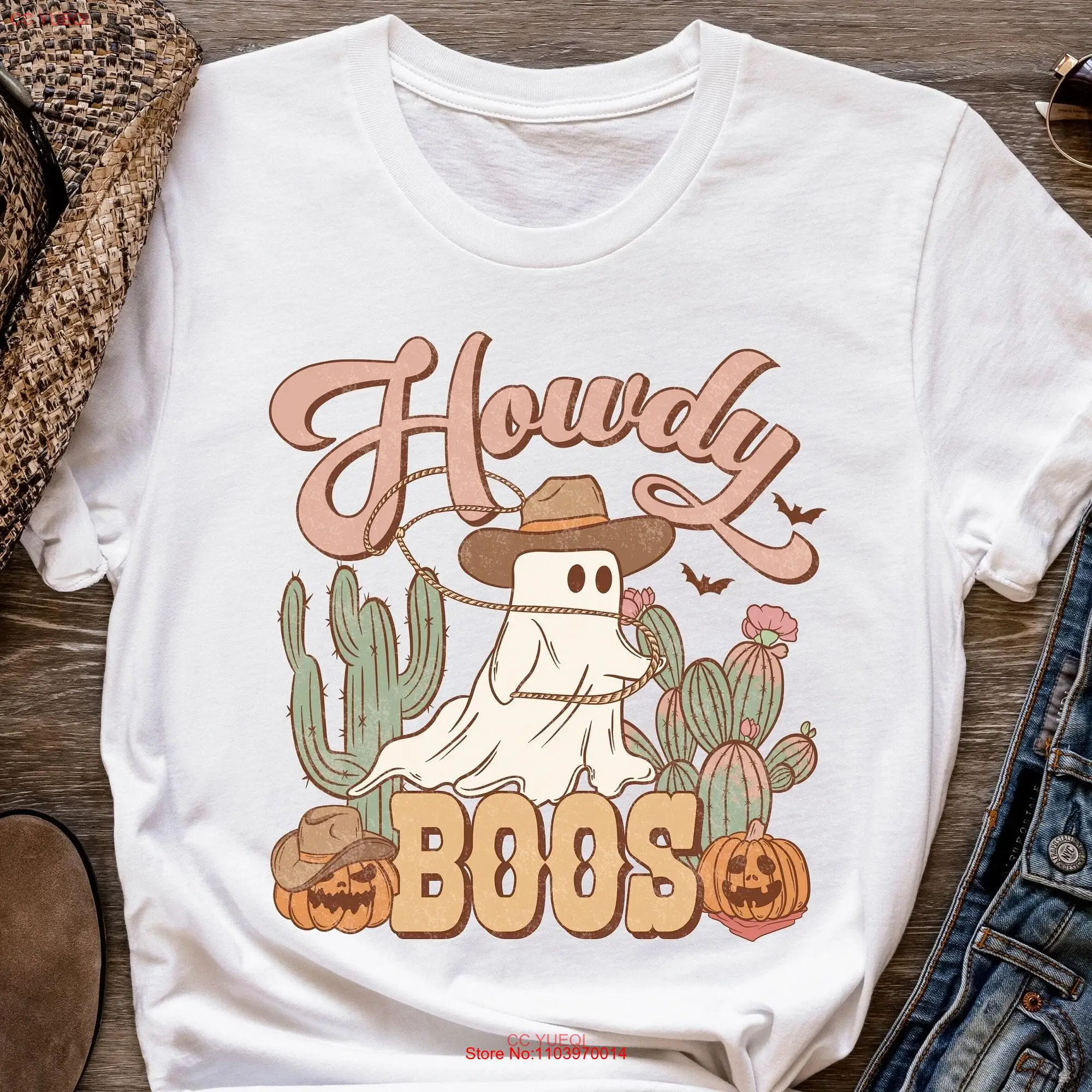 Футболка для Хэллоуина howdy boos boohaw, футболка с длинными или короткими рукавами в западном стиле