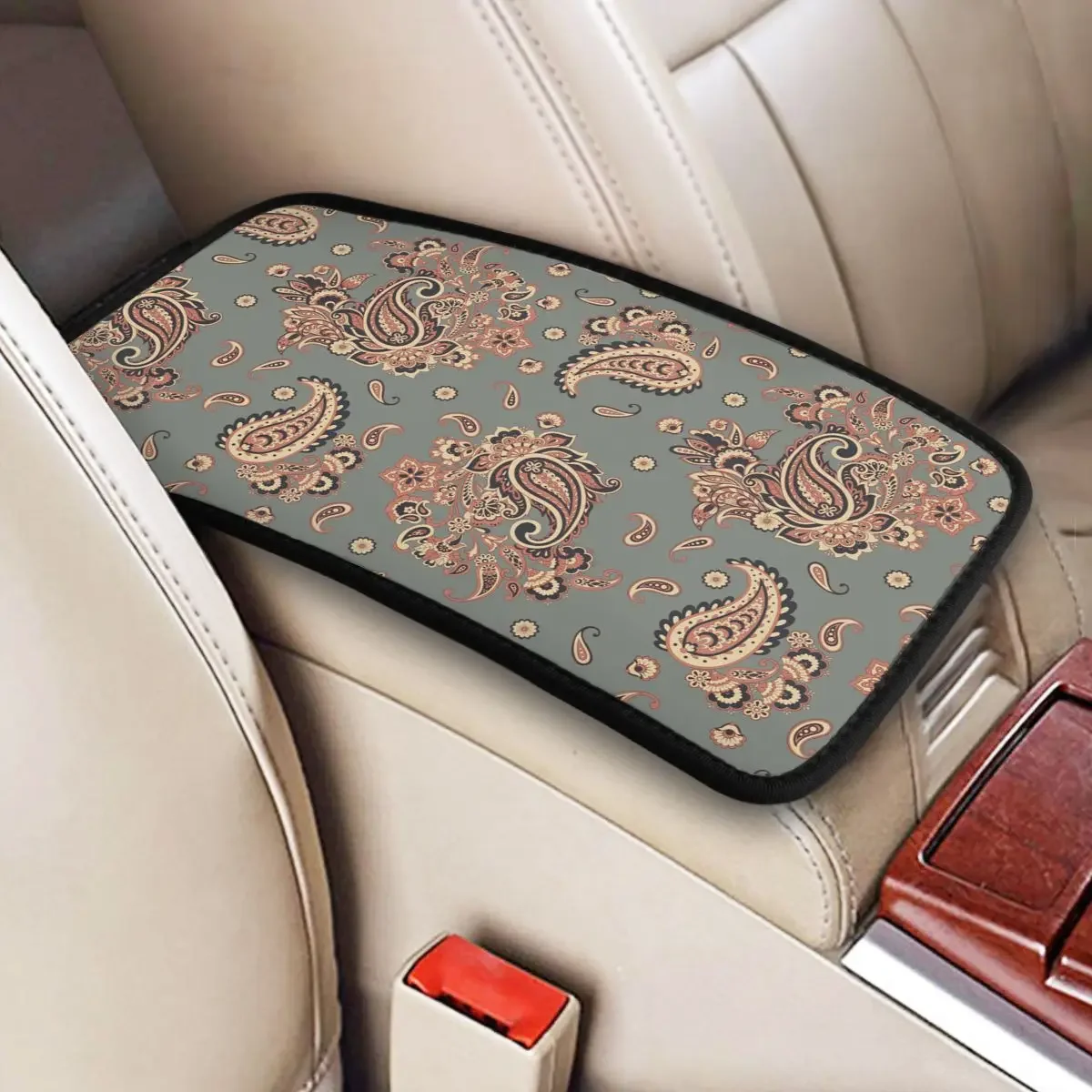 

Fashion Paisley Center Console Cover Pad for Cars Bohemian Art Floral Car Interior Cushion Arm Rest Cover Mat