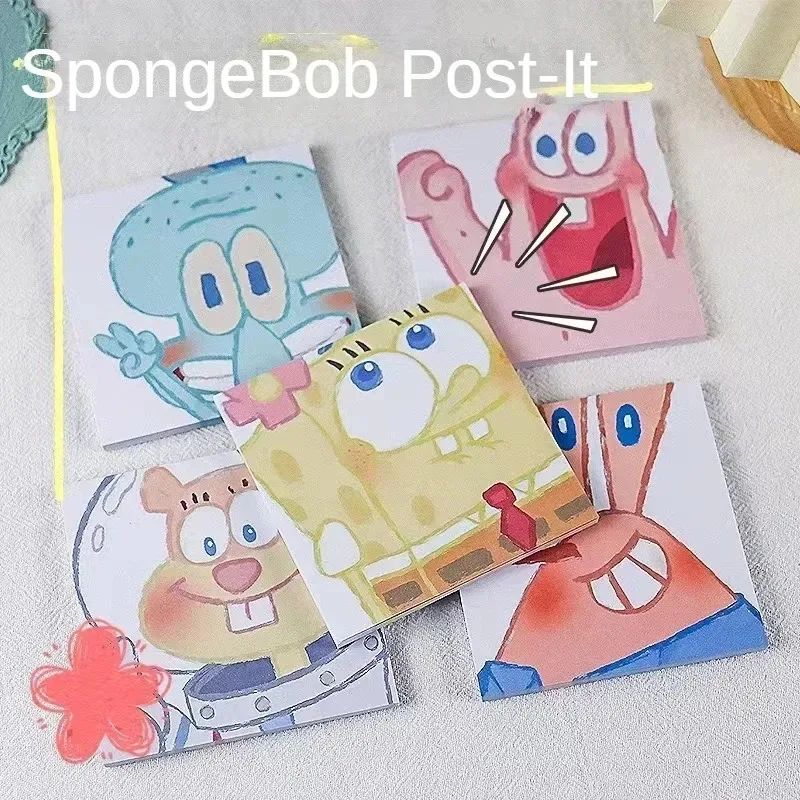 5Pcs Kawaii SpongeBob Memo Pad Cartoon Patrick Star Post It Notes Anime Sticky Note for Office School Supplies Refrigerator Memo