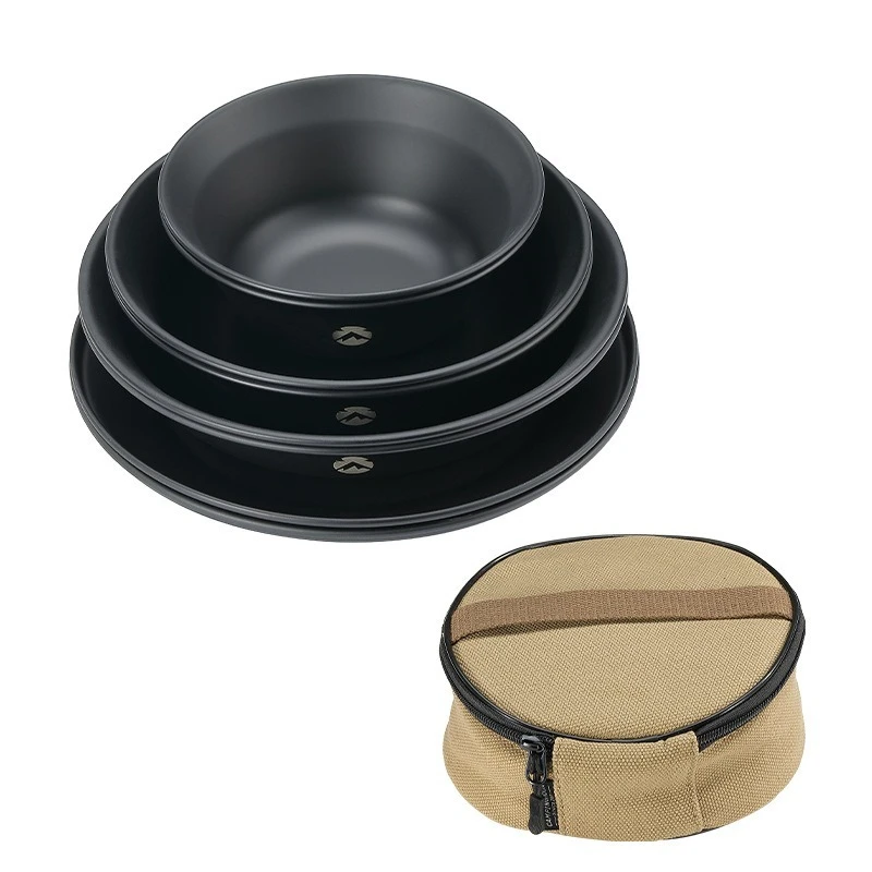 

CAMPINGMOON BKS395-1S Набор посуды для кемпинга: тарелка и миска для супа из черненой нержавеющей стали с титановым покрытием, портативный, для барбекю на природе