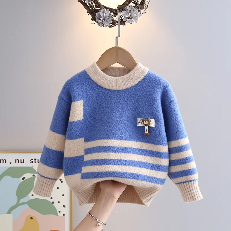 Boys Sweaters Speing Autumn 2025 Children Woolen Jersey Tops Outerwear For Baby Boy Pullover Sweater Kids Knitted Clothes 5 6Y