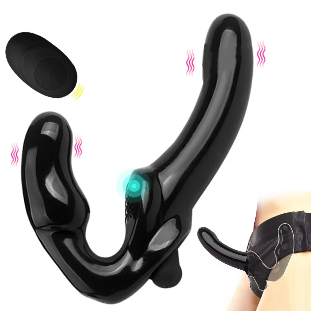 Wireless Remote Control Strapless Strap-on Dildo Vibrator Strapon For Lesiban 10 Speed Double-heads Vibe Adult Women Sex Toys