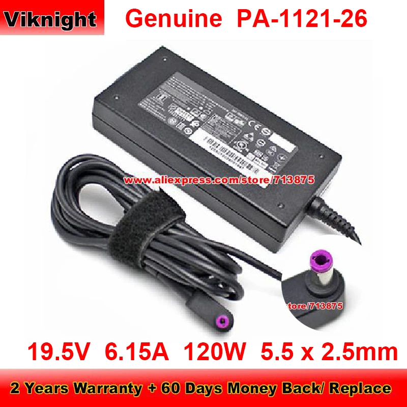 Genuine PA-1121-26 AC Adapter 19.5V 6.15A 120W Charger for Machenike T58 Np50DE N752v with 5.5 x 2.5mm Tip Power Supply