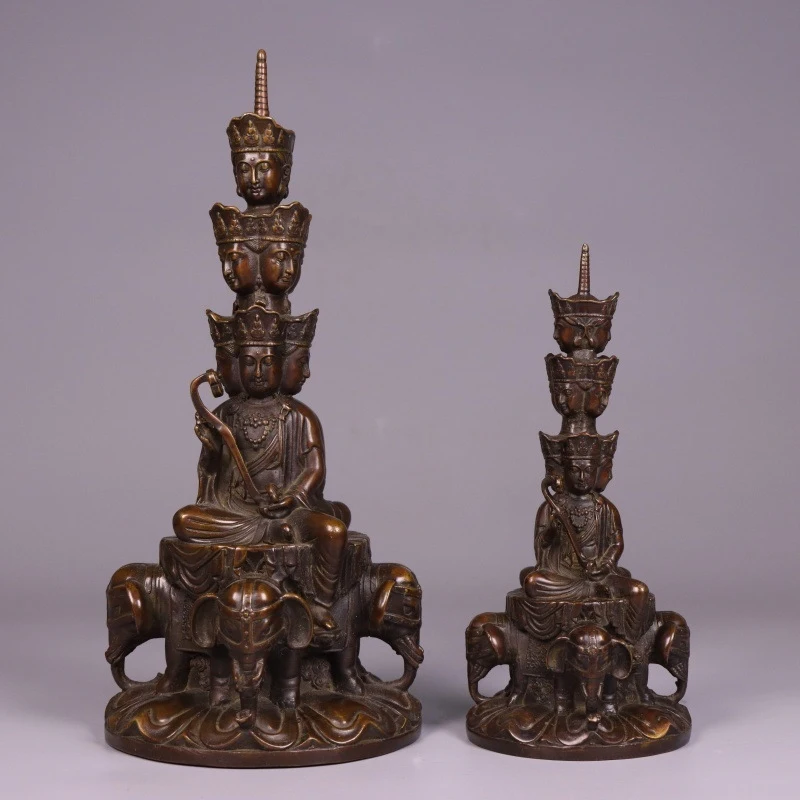 Pure copper statue of Samantabhadra Bodhisattva from the Nembhai Mountain, cast bronze sculpture