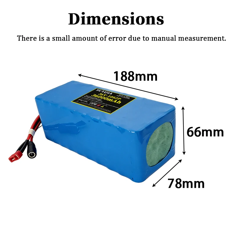 New 36V 18650 rechargeable battery pack 10S4P-36000mAh built-in BMS protection board supports 42V 42V-2A charger