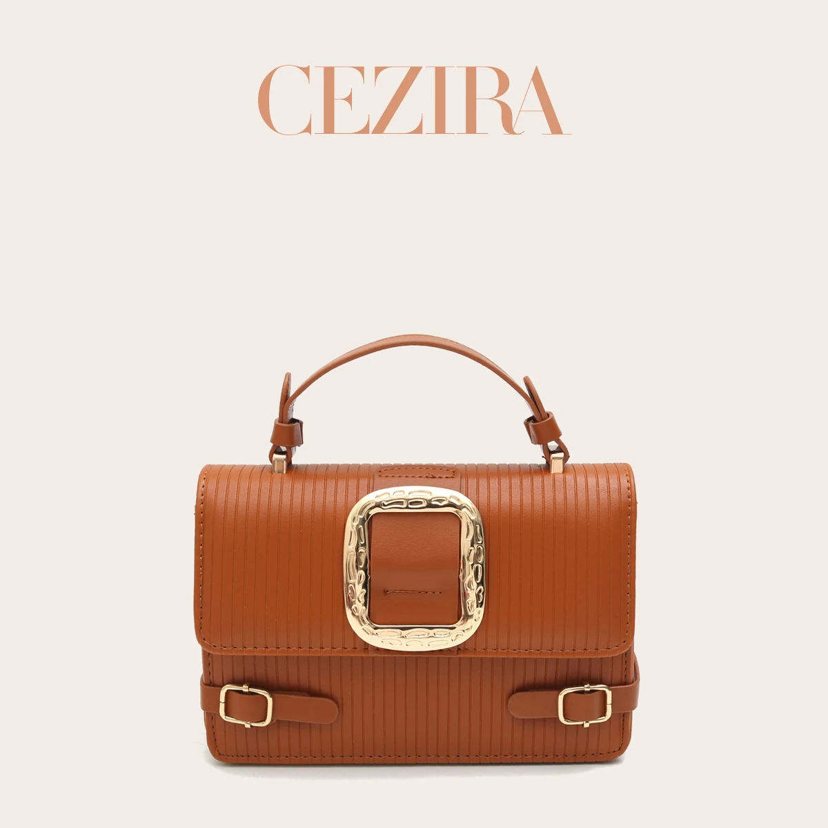 CR Brand Designed Unique Metal Buckle Handbag Elegant Women Handbag Soft Luxury PU Leather Shoulder Bag Fashion Portable Purse