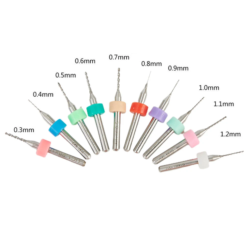 Juego de Mini brocas PCB de 20 piezas para herramientas de corte de carburo de placa de circuito con 0 1 0mm de diámetro para procesamiento de metales de precisión