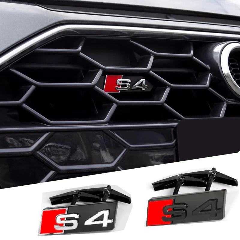 3D For Audi A4 A1 A3 A6 S3 S4 S5 S6 S7 S8 Sticker Accrssories ABS Black And Silver S Logo Car Front Grille Emblem Badge Decal