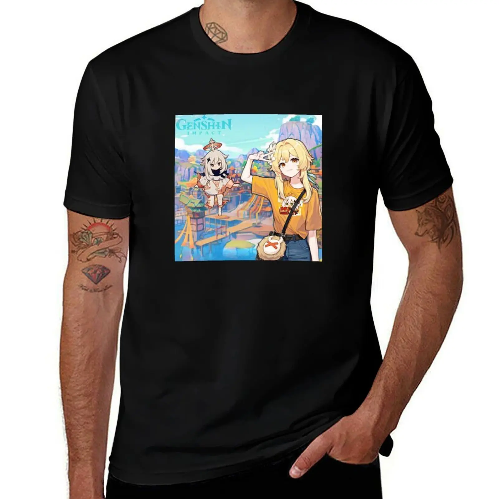Lumine and Paimon T-Shirt Stain Resistant Casual Tee T-Shirt