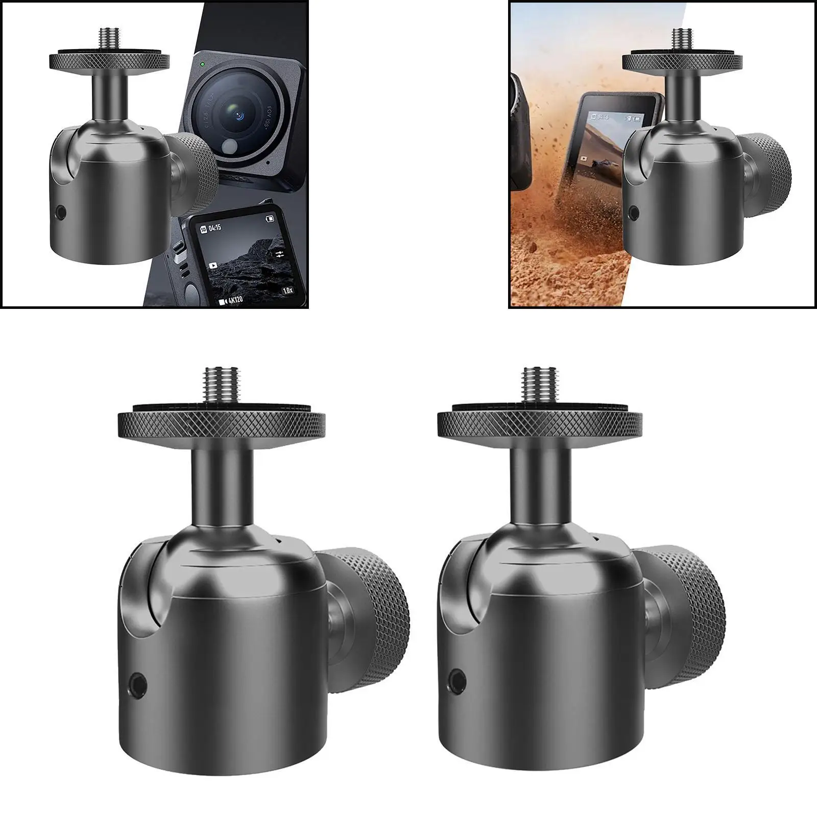 Mini Ball Head Mount Adapter 360 ° Horizontal Rotation 90° Vertical Rotation Universal Base Adapter Camcorder Light Stand