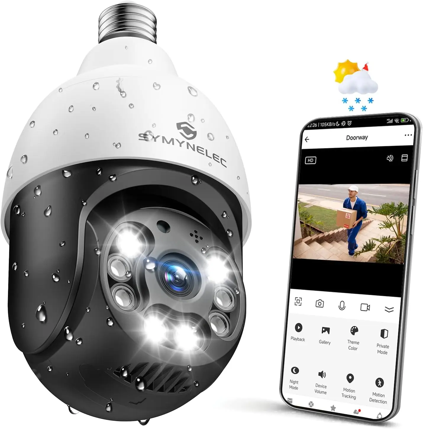 

Outdoor Waterproof Light Bulb Security Camera with 2.5K 4MP, AI Human Detection, Color Night Vision & Alexa/Google