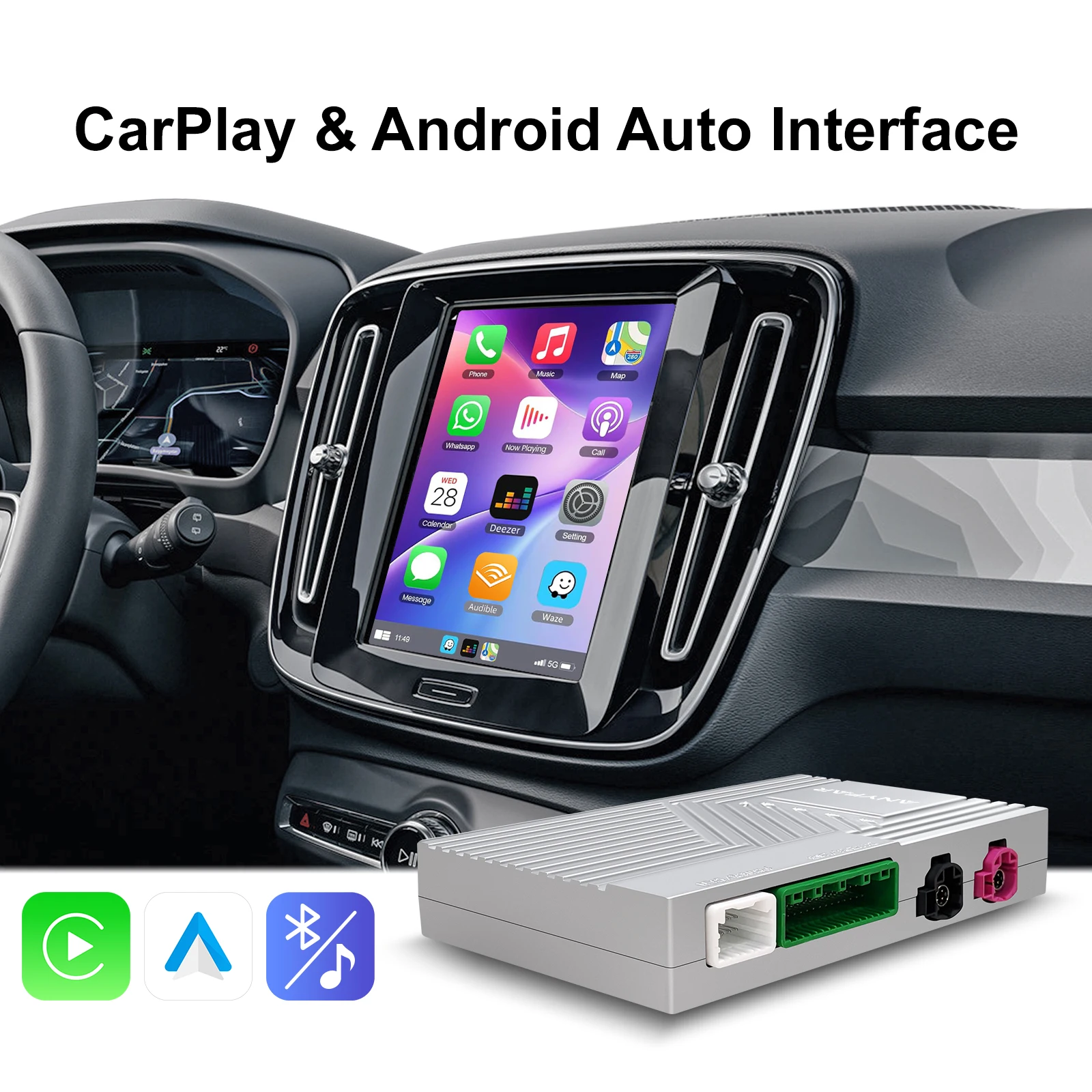 Ezonetronics Wireless CarPlay Android Auto retrofit kit decoder box Volvo V60 V90 S60 XC40 XC60 XC90 S60 S90 2017-2022