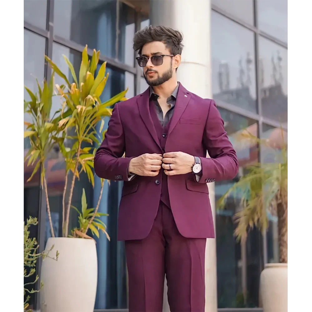 

3 Piece Men's Three-pieces Suit (Jacket+Pants+Vest) New High-quality and Handsome Casual Slim Male Clothing