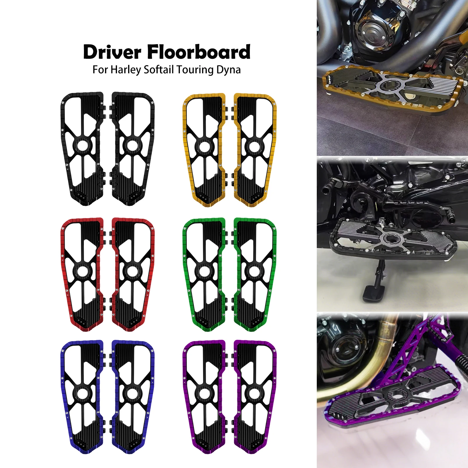 Motorcycle Driver Floorboard Footpegs Front Footrest Foot Pegs For Harley Touring Electra Street Road Glide FLHR Softail FL FLD