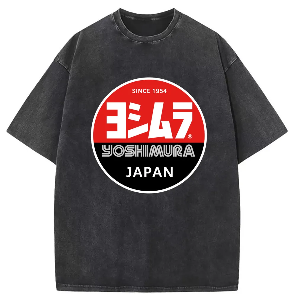 Japan Tshirt  Yoshimura Coupons Men Tshirt Washed Printing Sweatshirts Long Sleeve Custom Streetwear Harajuku New T Shirt