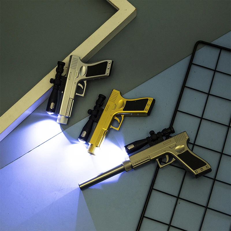 Random 1Pc Creative Gun Shape Gel Pen With LED Light Office Student Gift Writing Pens Funny Toy Sniper Gun Pen Shape Stationery