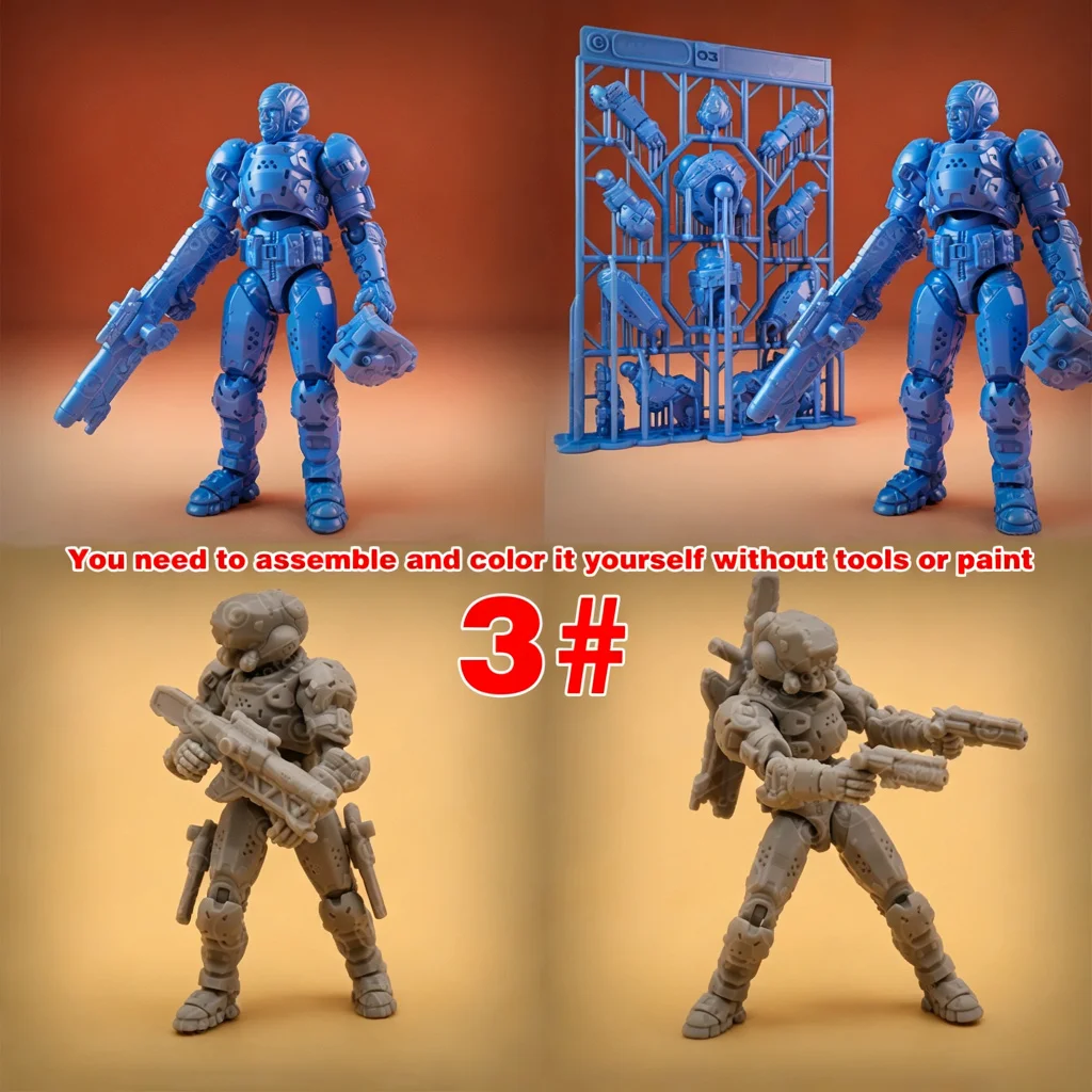 1/35 Modellbausatz, unbemalte, selbst zusammenzubauende Resin-Miniaturfiguren, Sci-Fi-Weltraum-Kampftrupp, Diorama-Szene – Detail 1