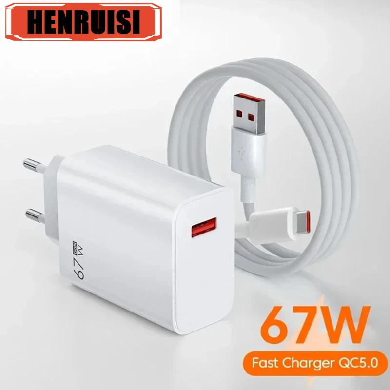 Total 67W GaN Charger USB Fast Charging Phone Charger Wall Adapter Type C Cable For iPhone Xiaomi Samsung Quick Charge Charger